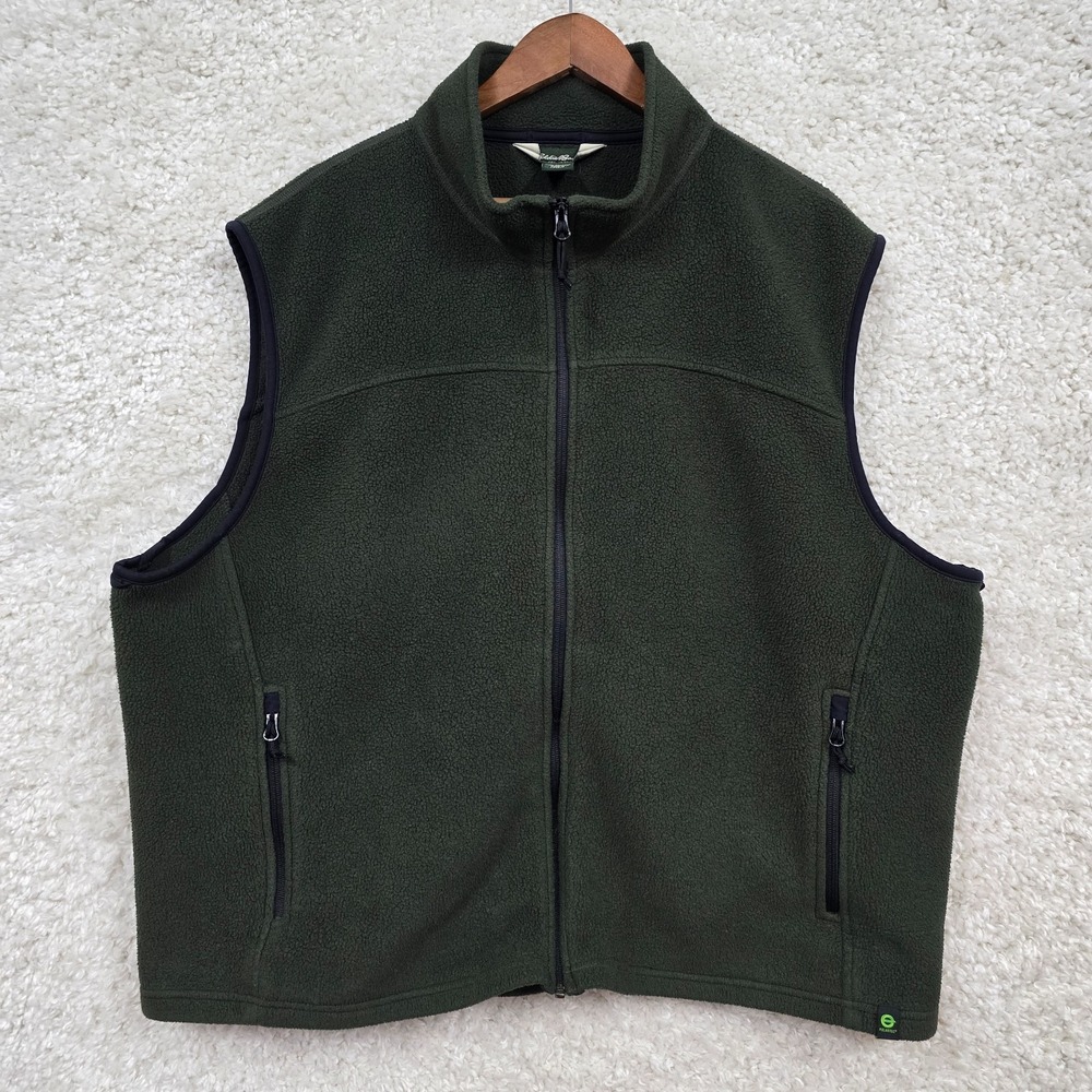 Eddie Bauer Polartec Fleece Vest Mens XXL Green Full Zip Gorpcore Outdoors